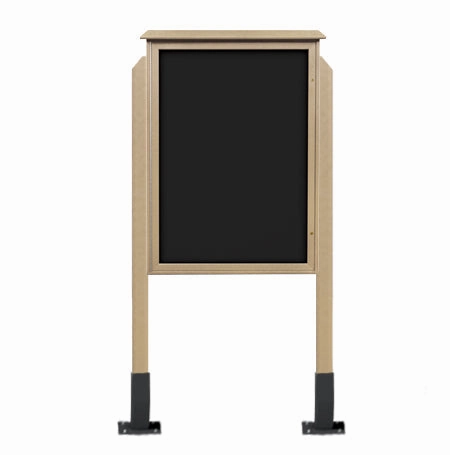 38" x 54" Outdoor Message Center Fabric-Wrapped Magnetic Board with Posts | Standing Single Door Information Board