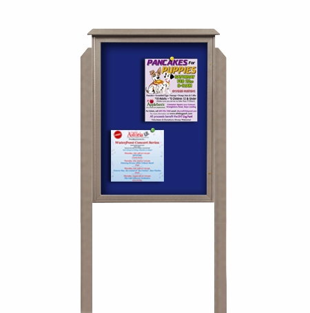 38" x 54" Outdoor Message Center Fabric-Wrapped Magnetic Board with Posts | Standing Single Door Information Board