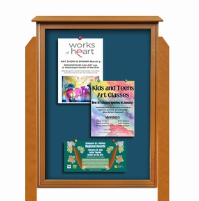 38" x 54" Outdoor Message Center Fabric-Wrapped Magnetic Board with Posts | Standing Single Door Information Board