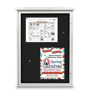 38" x 54" Outdoor Message Center Fabric-Wrapped Magnetic Board | LEFT Hinged - Single Door Information Board