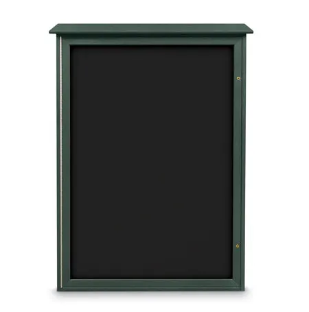 38" x 54" Outdoor Message Center Fabric-Wrapped Magnetic Board | LEFT Hinged - Single Door Information Board