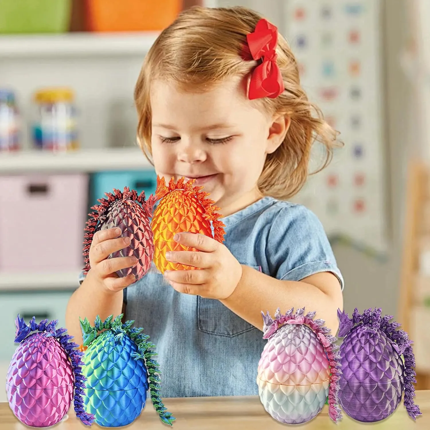 3D Printed Dragon Egg - Dragon Eggs with Dragon Inside, Easter Egg Toy for Boy Girl, Poseable Dragon Imaginative Play, Creative Decorative Gift