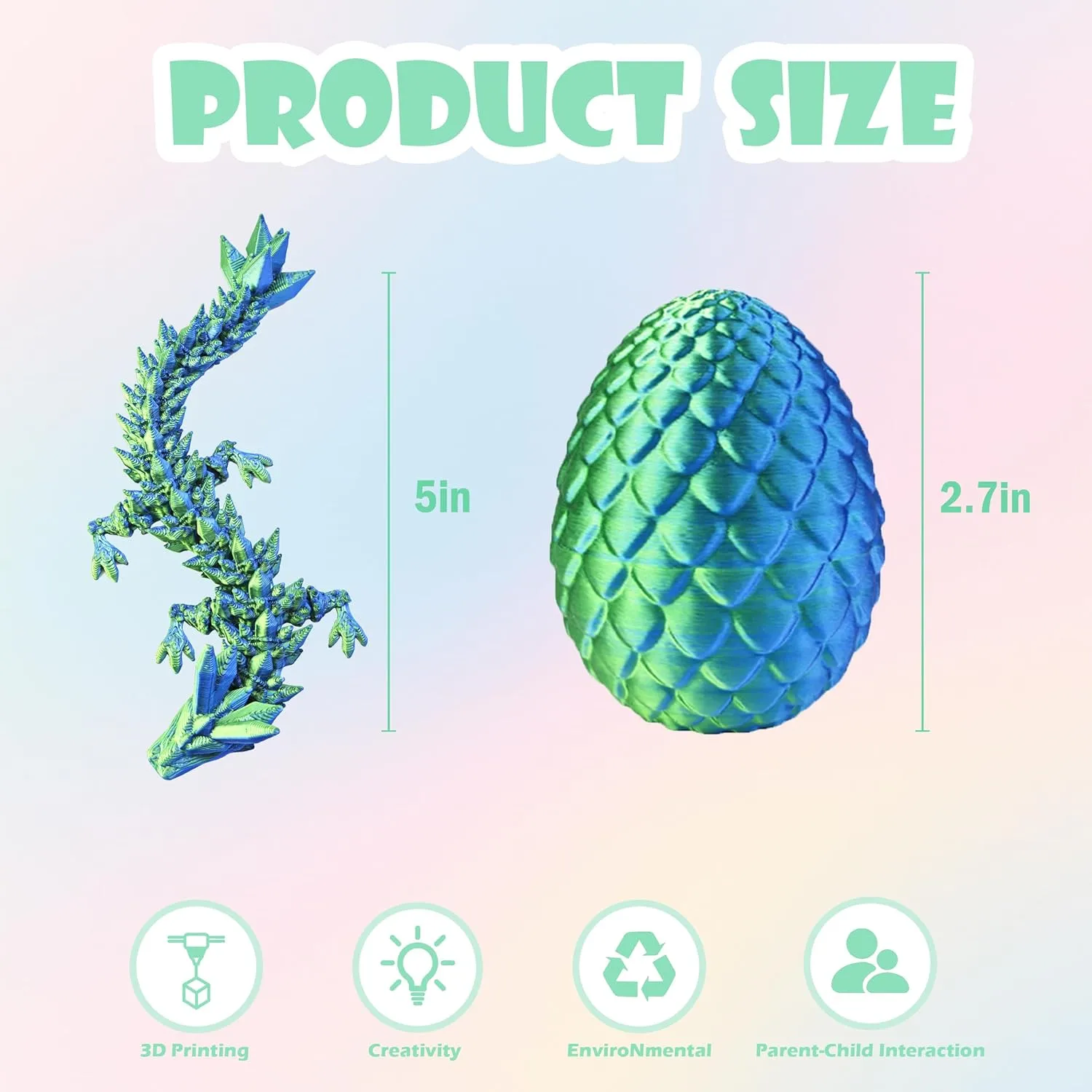 3D Printed Dragon Egg - Dragon Eggs with Dragon Inside, Easter Egg Toy for Boy Girl, Poseable Dragon Imaginative Play, Creative Decorative Gift