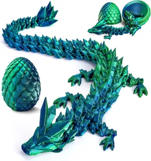 3D Printed Dragon Eggs with Dragon Inside,Articulated Dragon Toys,Fidget Toys for Adults Kids,Prefilled Easter Toys for Easter Hunt,Basket Stuffers Filler,Easter Party Favors,Classroom Prize (Green)