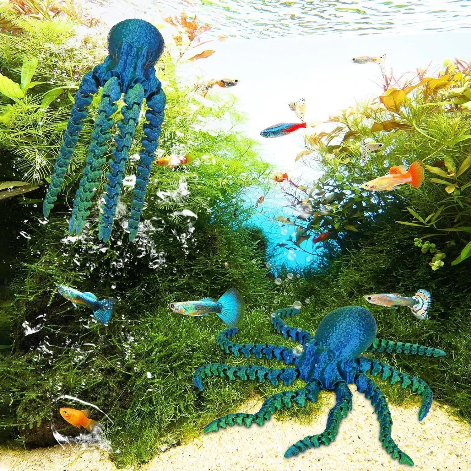 3D Printed Octopus Animals Toy, Octopus Fidget Toy for Autism ADHD 3D Printed Gift DIY Creative Ornament Articulated Dragon Toys Home Decor for Christmas… (Blue)