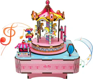 3D Puzzles DIY Carousel Music Box Kit Teens, Boys and Girls, Birthday Gifts, Decoration Crafts（Carousel Music Box）
