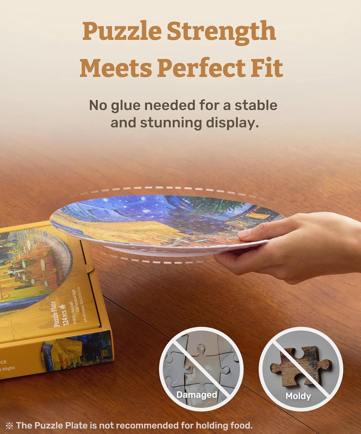 3D Puzzle Plate 124 Pieces - Van Gogh - The Starry Night Unique Gift & Home Décor with Plastic Puzzle Pieces [PL1002]