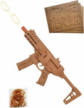 3D Puzzles for Adults, Wooden 3D Puzzle Model Rubber Bands Gun Toys Building Kits, DIY Wood Crafts Cool Toy Hobbies for Men Women, Creative Assembly Gifts (MP5)