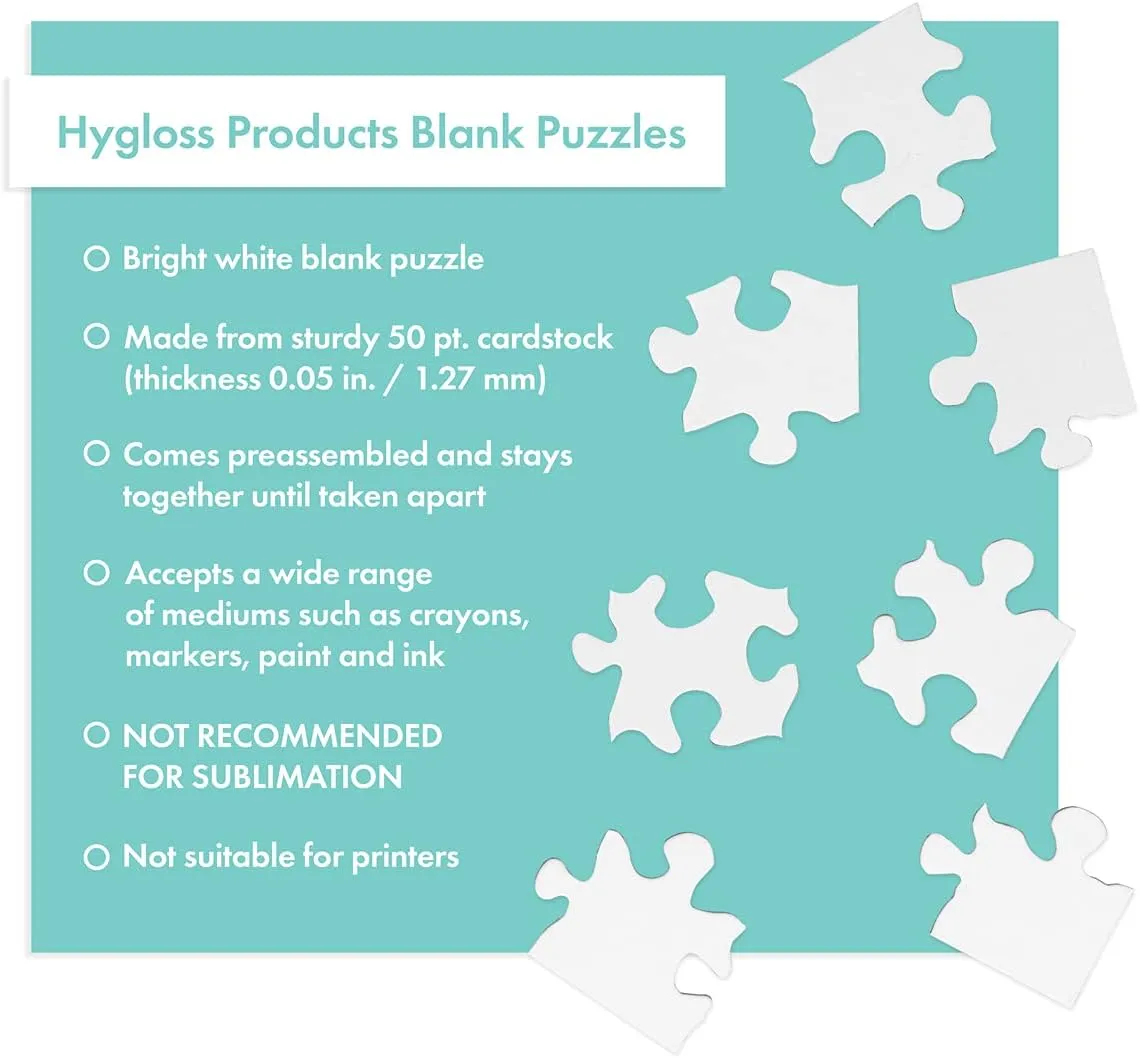 4 Blank Jigsaw Puzzles with Envelopes – 10.25 x 13.25 Inch, 20 Pieces Each – Hygloss DYI Party invites, Perfect for Decorating, Kids' Activities, Arts & Crafts or Party Favors