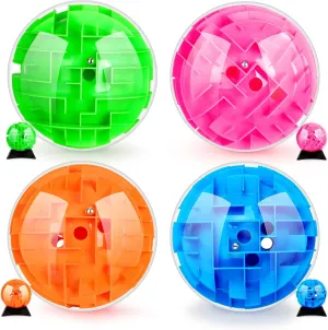 4 Pack 3D Maze Ball Puzzle Toys, Party Toys for Kids and Adults, Classroom and School Prizes for Boys and Girls