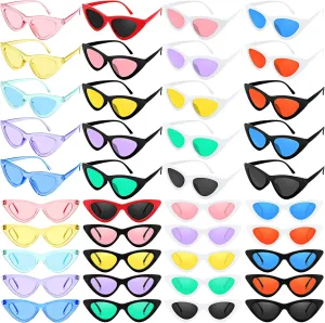 40 Pairs Retro Cat Eye Sunglasses Bulk Vintage Women Colorful Plastic Frame 90s Sunglasses for Girl Men