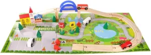 40 Pieces Urban Track Train Wooden Set Toy Rail Overpass Traffic Scene Toys