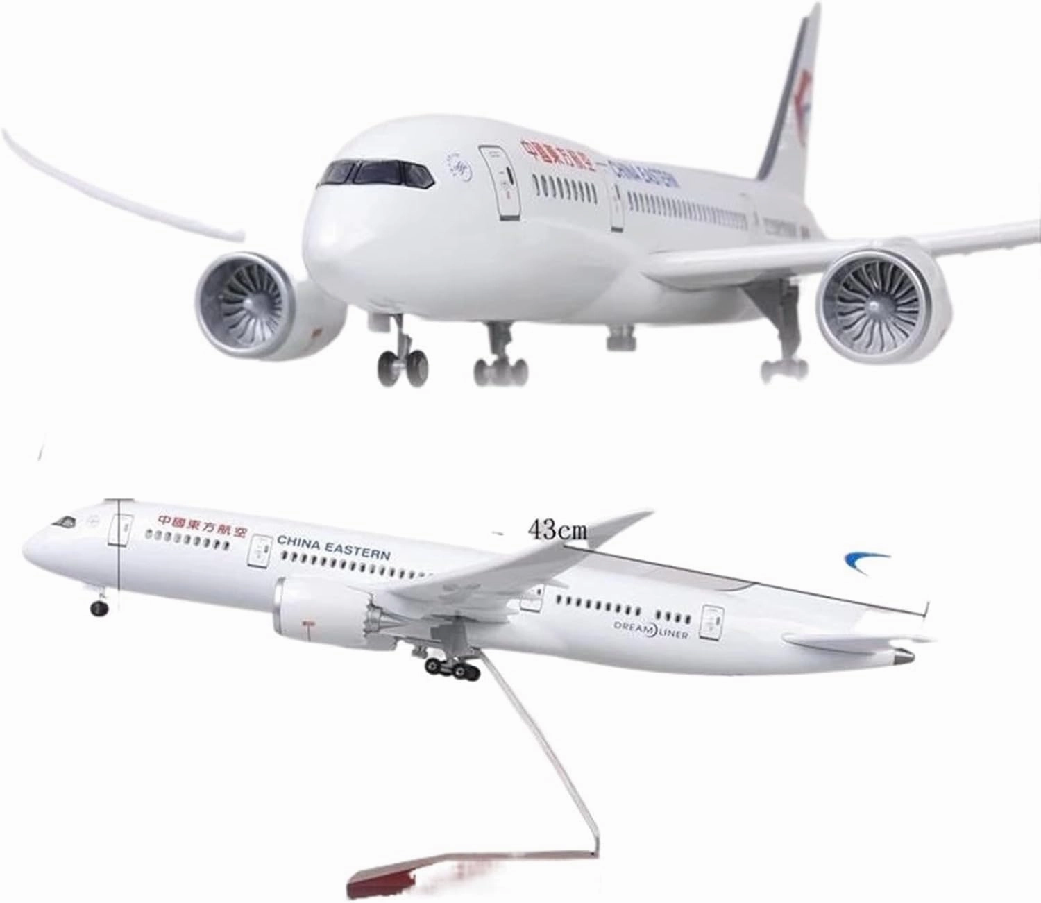43 Cm Resin Die Cast 1:130 Scale for China Eastern Airlines B787 Aircraft Model with Lights and Wheels Miniatures Set(with Lights B787)