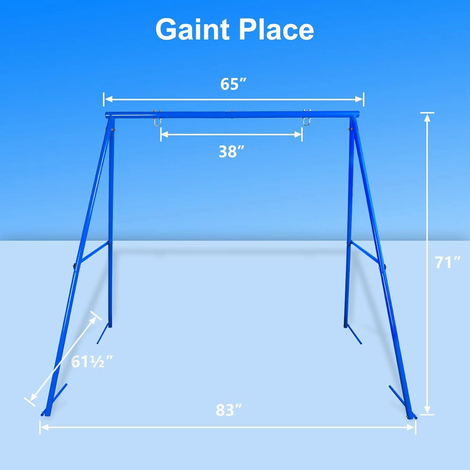 440lbs Heavy Duty A Frame Swing Stand, 71" Height Full Metal Frame, Anti-Rust and All Weather Resistant, Suit Saucer and Chair for Kids in Backyard, Outdoor (Blue Frame Without Swing)