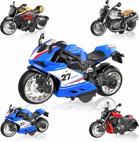 4-Pack Diecast Motorcycle Toys | 1:12 Scale Alloy Pull-Back Vehicles with No Battery Needed | Collector & Toddler Toys for Boys Girls 3-12 | Birthday Gifts, Travel Toys, Carpet Play