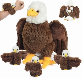 4 Pcs Bald Eagle Stuffed Animal Bulk Large Mommy Eagle Plush with 3 Cute Babies Stuffed Eagle Plushies Toys for Kids Boys Girls Birthday Christmas Easter Stuffers Birders Zoo Gifts