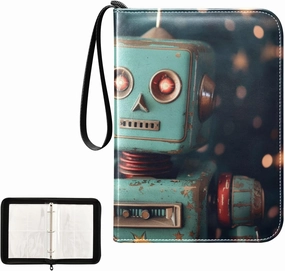 4 Pockets Trading Card Album Holder Book Folder Sports Card Binder Robot 1 400 Double Side Pockets for 3 Ring Binder Zipper