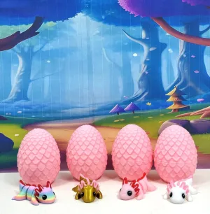 4pcs 3D Printed Articulated Mini Axolotl with Egg, Fidget Mini Axolotl Fidget Toy, Executive Desk Toy, Home Decor MA001-PE