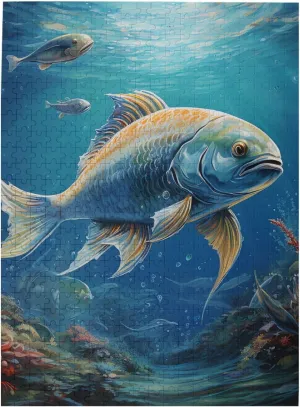 500 Piece Jigsaw Puzzle for Adults Challenging Puzzle for Game Nights Ocean Fish Wooden Puzzle Finished Size 15"x20.4"