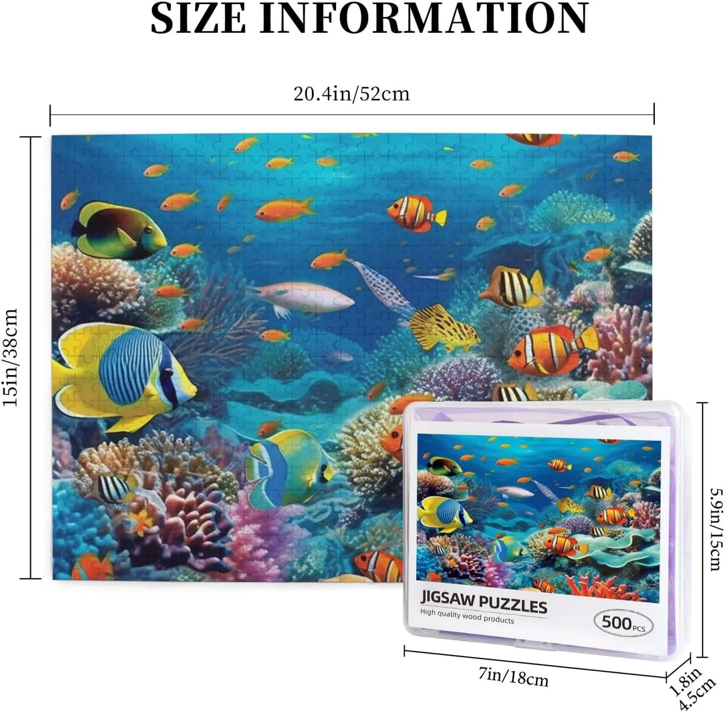 500 Piece Jigsaw Puzzle for Adults Challenging Puzzle for Game Nights Ocean Tropical Wooden Puzzle Personalized Custom Wood Puzzle for Family Picture Puzzle Finished Size 15"x20.4"