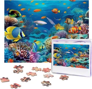 500 Piece Jigsaw Puzzle for Adults Challenging Puzzle for Game Nights Ocean Tropical Wooden Puzzle Personalized Custom Wood Puzzle for Family Picture Puzzle Finished Size 15"x20.4"