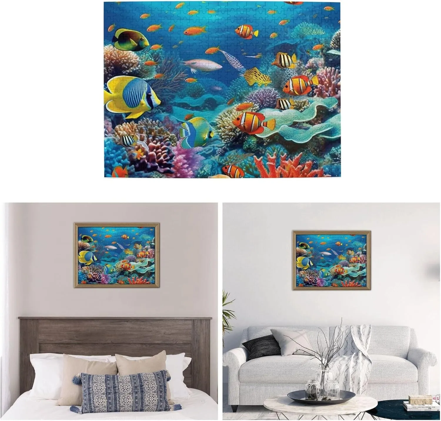 500 Piece Jigsaw Puzzle for Adults Challenging Puzzle for Game Nights Ocean Tropical Wooden Puzzle Personalized Custom Wood Puzzle for Family Picture Puzzle Finished Size 15"x20.4"