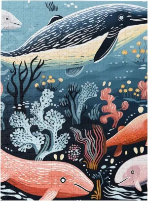500 Piece Jigsaw Puzzle for Adults Challenging Puzzle for Game Nights Seal Whale Octopus Fish Wooden Puzzle Finished Size 15"x20.4"