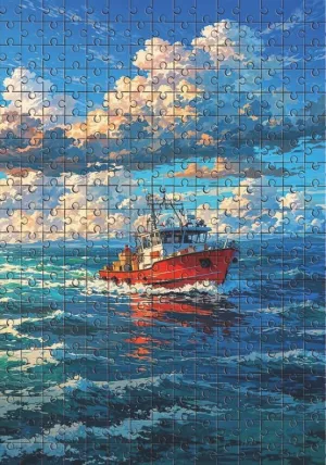 500 Piece Jigsaw Puzzle for Adults - Fishing Boats Returning to Port at Sea Challenging Educational Game Fun Family Activities Puzzle Floor Props Kid Gift Unzip Toy Wooden Puzzles