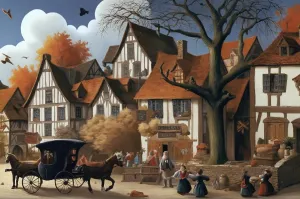 500 Pieces Puzzle for Adult Middle Ages Village, Houses and Cars Wooden Jigsaw Puzzles Challenging Educational Interactive Toys for Family Creative Gift Thick Sturdy Hard Challenging Difficult