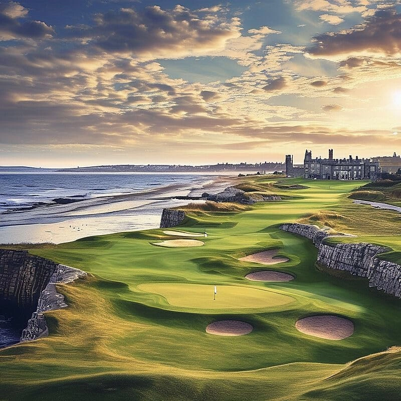 500 Piece Golf Old Course at st Andrews Scotland Old Golf Course Large Jigsaw Puzzles for Adults Educational Toy for Kids Creative Games Entertainment Wooden Puzzles Home Decor