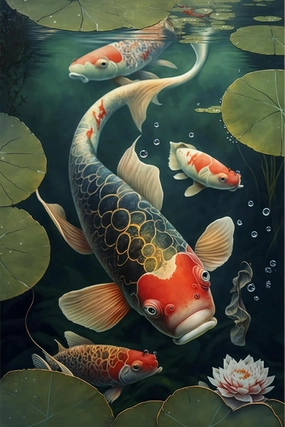 500 Pieces Puzzle for Adults - Lotus Koi Fish Wooden Jigsaw Puzzles Challenging Educational Fun Toys for Family Creative Gift