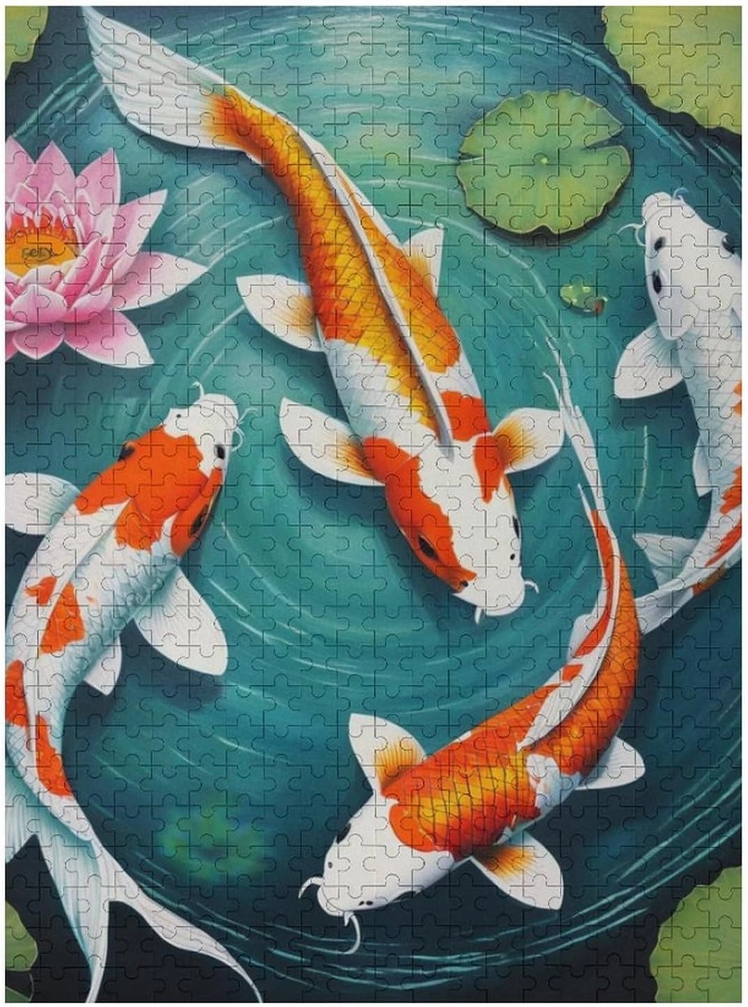 500 Pieces Puzzle for Adults & Kids - Awesome Japanese Koifish Fish Art Large Size Jigsaw Puzzles for Game Toys Gift Home Entertainment, 20.5 L x 15 W inch Wall Poster