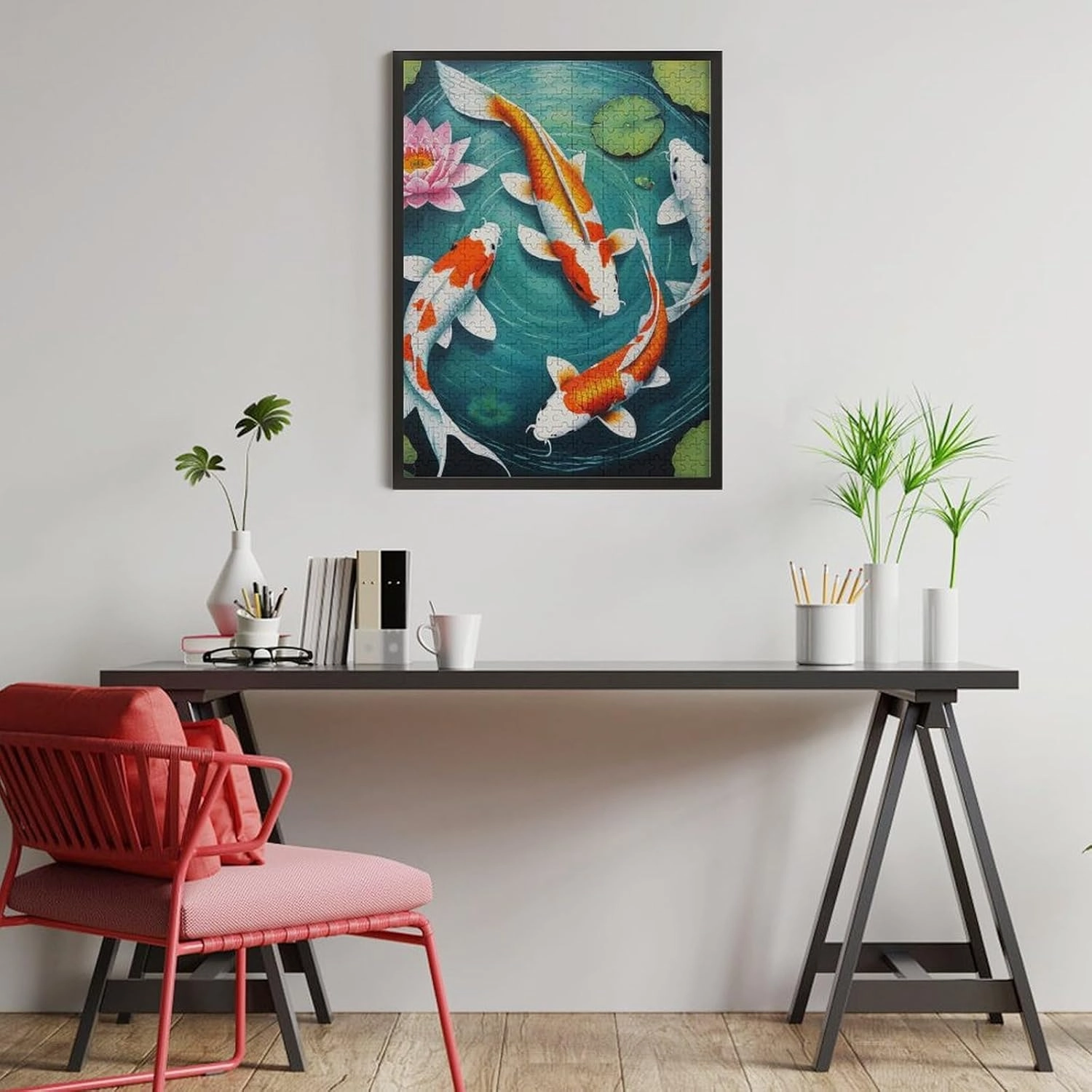 500 Pieces Puzzle for Adults & Kids - Awesome Japanese Koifish Fish Art Large Size Jigsaw Puzzles for Game Toys Gift Home Entertainment, 20.5 L x 15 W inch Wall Poster