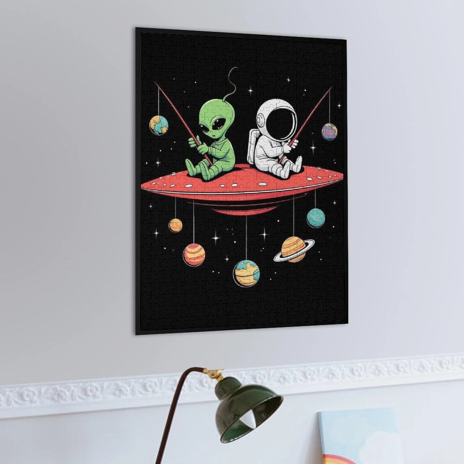 500 Pieces Puzzle for Boys Girls Kids - Alien And Astronaut Space Fishing Trip Large Puzzles for Game Toys Gift Home Entertainment, 20.5 L x 15 W inch wall Ornaments