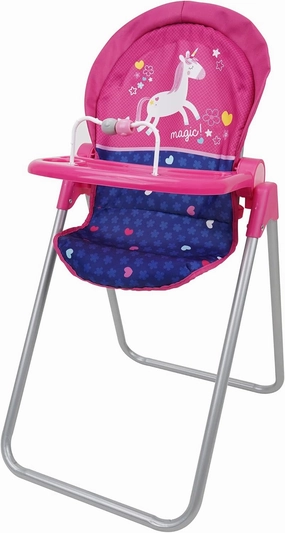 509 Crew Unicorn Doll Highchair - Kids Pretend Play Highchair w/Front Feeding Tray, Fits Dolls up to 21", Ages 3 