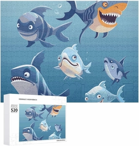520 Piece Jigsaw Puzzles for Adults Cool Ocean Fish Puzzles Large Puzzles Game Decompression Leisure Entertainment Wood Puzzle Relaxation Sensory Toys Room Decor for Women Men