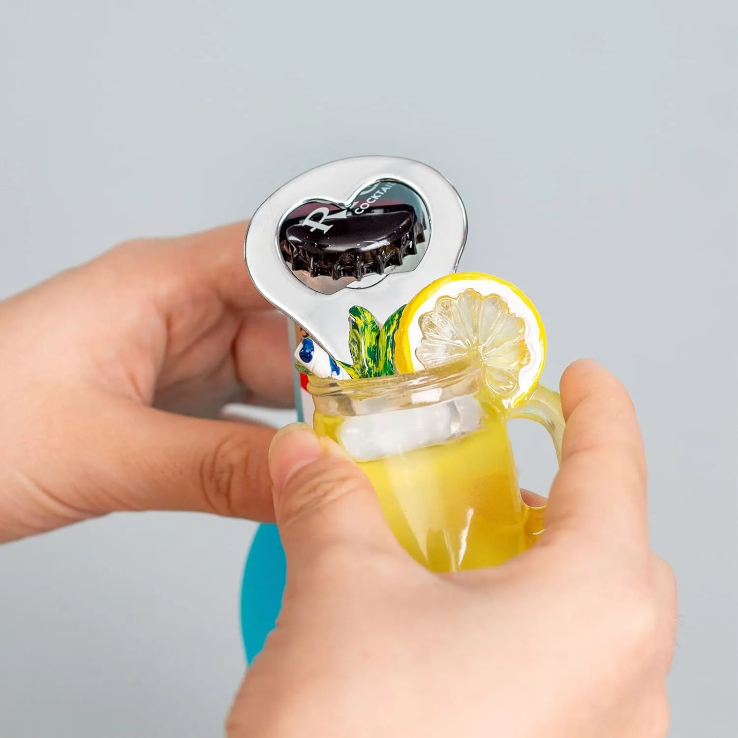 6-Pack Fruit Juice Fridge Magnets 3D Resin Magnet Refrigerator Stickers Champagne Bottle Opener Juice Cup Wine Glass for Refrigerators, Whiteboards, Maps and Other Magnetic Items
