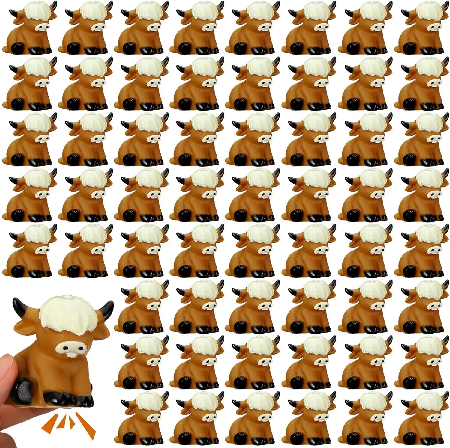 60 Pcs Highland Cow Float Bath Toy Baby Rubber Water Squirting Highland Cow Squeaky Toy Bulk Figurine Statues Decor for Spring Summer Birthday Party