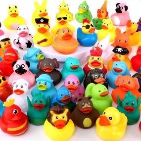 60 Pcs Assorted Plastic Rubber Ducks for Christmas, Bath Toys, Party Favors, Beach Pool Activity, Cruise Ships Hiding, Stocking Stuffers for Kids Teens