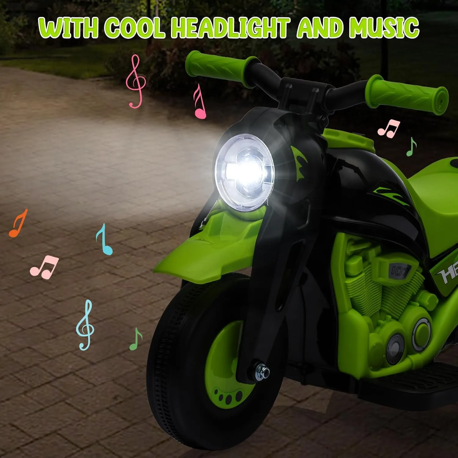 6V Bubble Motorcycle Ride on Toy Car for Kids, Kids Motorcycle with Bubble Function w/Music, LED Headlights, Forward/Reserve, Pedal, 3 Wheels Ride on Motorbike for Kids 3-8, Green