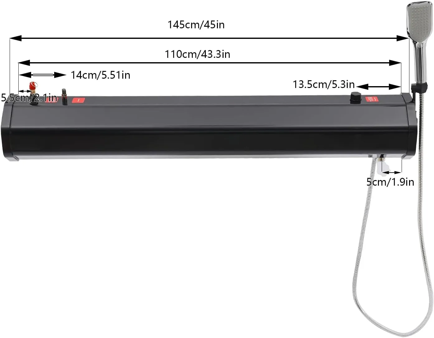 7.93Gal/30L Portable Pressurized Water Tank for Camping - Roof Rack Mount Road Shower System with Shower Head, Ideal for Outdoor Showers, Car Washing & Pet Cleaning