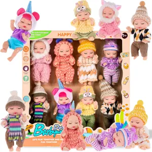 8 Pack Mini Baby Dolls - 4 inch Animal Theme Lifelike Baby Dolls for Girls