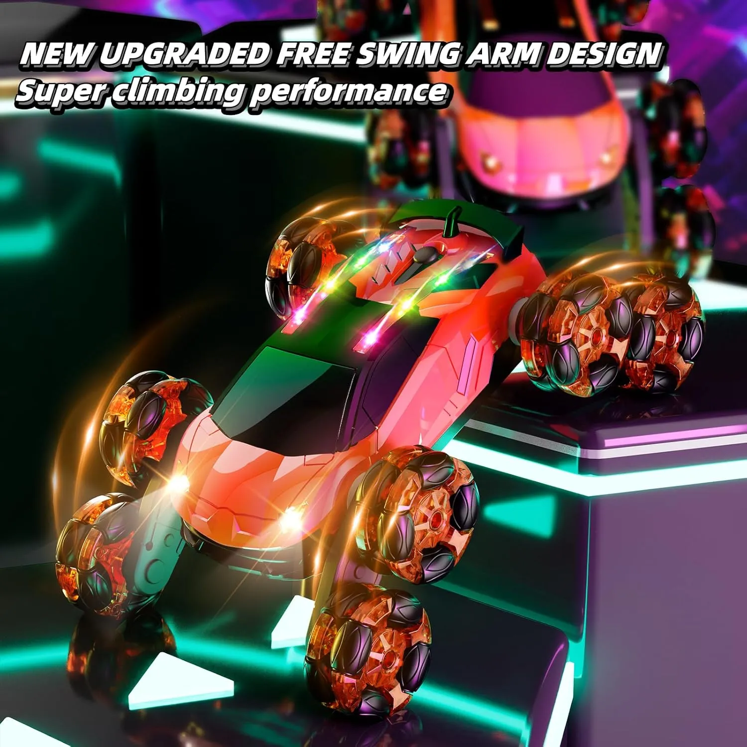 8WD Remote Control Car, 2.4Ghz RC Cars with Spray & Cool Light, Kids Toys Electroplating Process Transform Drift Climbing Car, Boys Toys for Age 4-6 7 8-13 Year Old