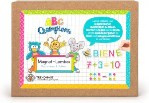 956446 ABC Champions Mini Magnetic Board for Kids, Magnetic Letters & Numbers, Small Back to School Gift, Yellow, Red, Peach Colour, Green, Blue