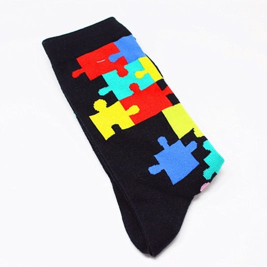 'Colorful Puzzle' Crew Socks