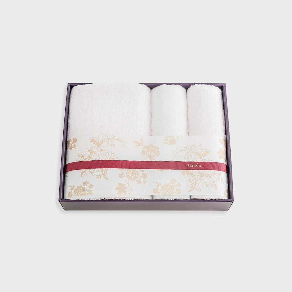 [TOWELS] "IRODORI" 1 BATH TOWEL AND 2 FACE TOWELS SET (PINK / WHITE) | IMABARI TOWELS
