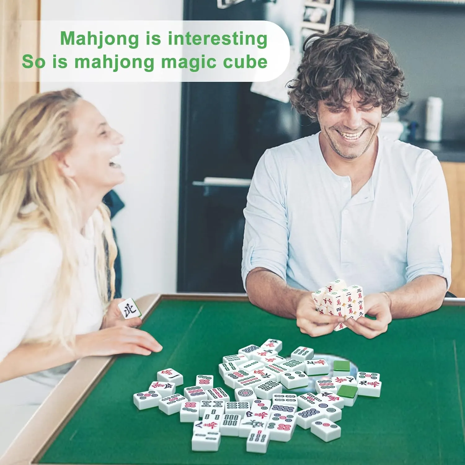 A  Morn Mahjong Magic Cube, Mahjong Game Meets Mind-Blowing Cube for Creative and Relaxation Enthusiasts! 3x3 Speed Cube for Friend Who Love a Challenge (White)
