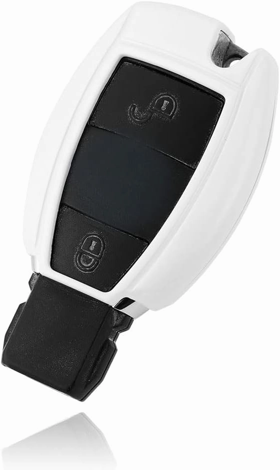 ABS Car Key Case Cover Fob Holder replacement for Mercedes-Benz C E S M CLS CLK GLK GL Class, etc (White)