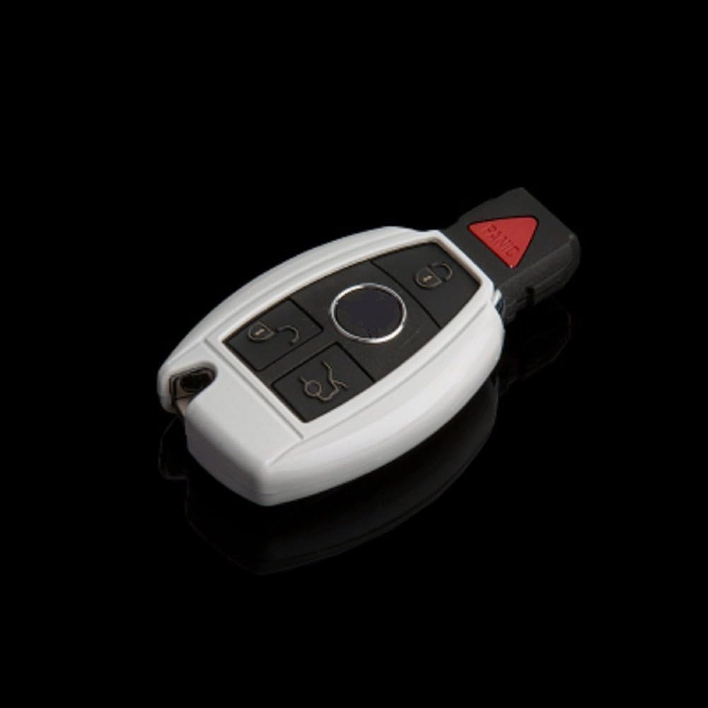 ABS Car Key Case Cover Fob Holder replacement for Mercedes-Benz C E S M CLS CLK GLK GL Class, etc (White)