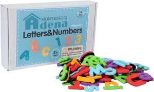 Adena Montessori Magnetic Letters and Numbers Set for Toddlers,115 Pcs Foam Alphabet Fridge Magnets and Numbers,Preschool Learning Spelling Counting Uppercase Lowercase Math for 3 4 5 Years Kids
